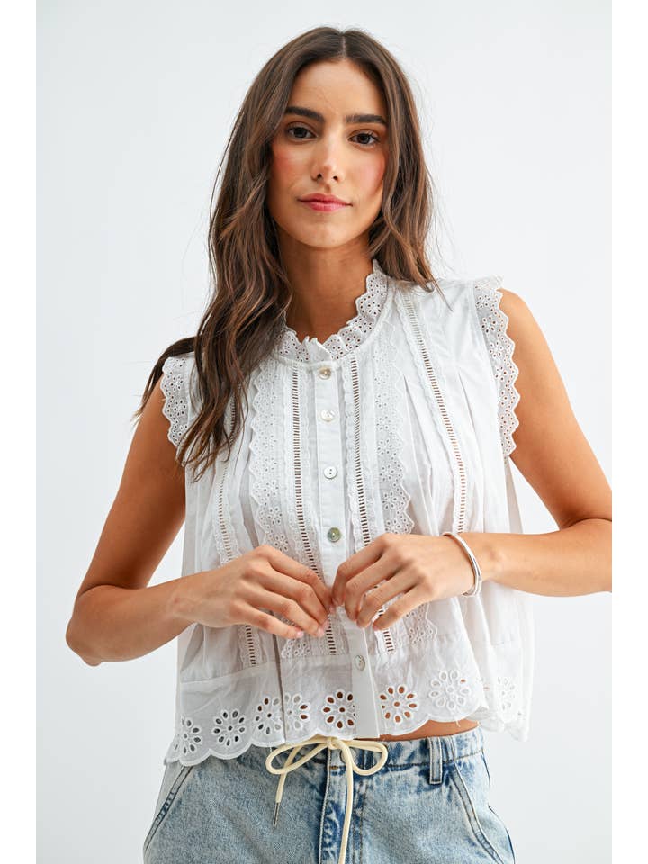Camellia Sleeveless Cotton Blouse