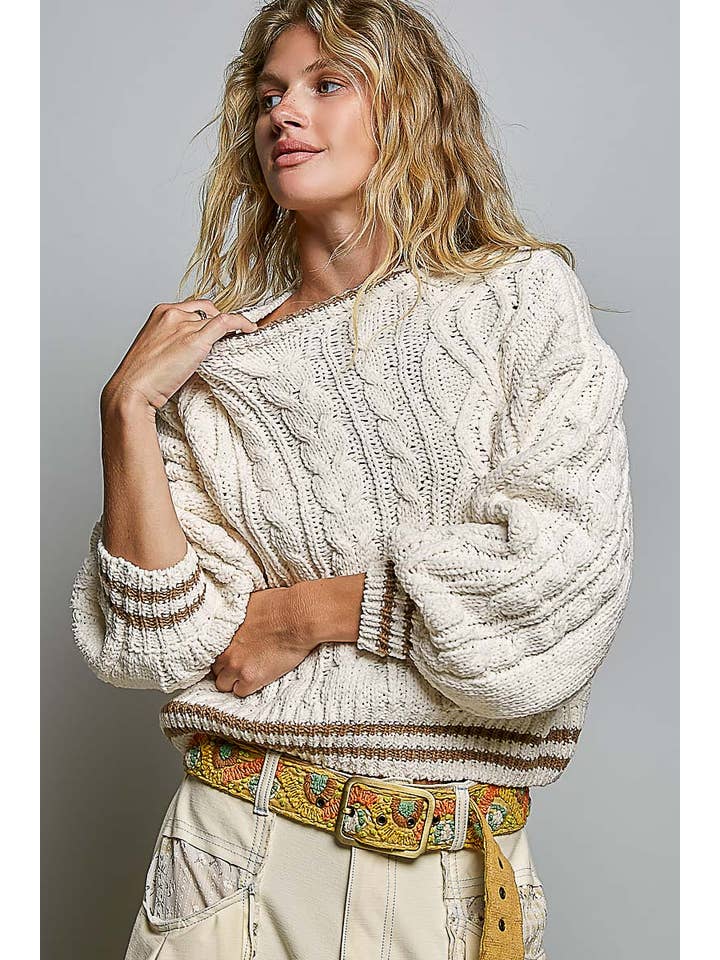 POL Cable Knit Crewneck