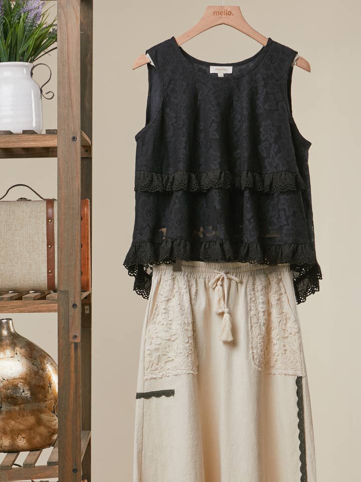 High-Low Layered Lace Top