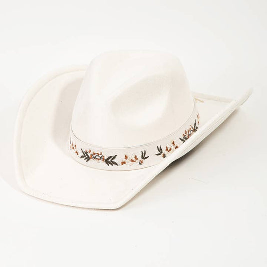 Flower Pattern Strap Cowboy Hat