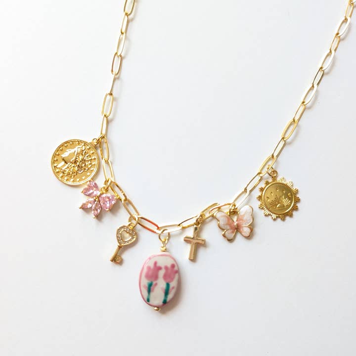 Victorian Bloom Charm Necklace