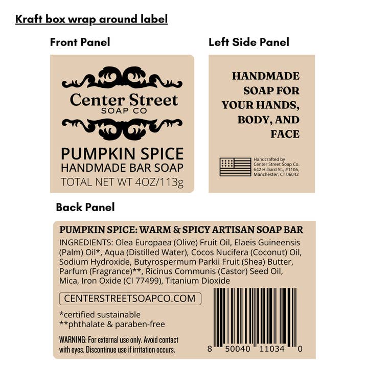 Center Street Soap Co. Pumpkin Spice Bar Soap
