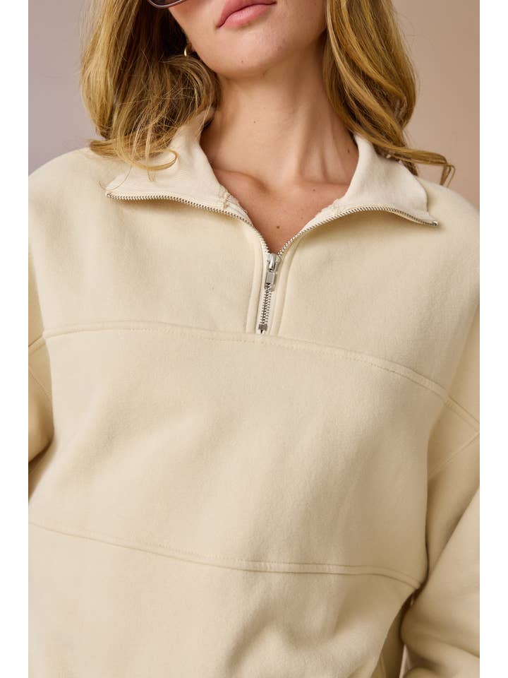 Papermoon Valerie Half-Zip Oversized Sweatshirt