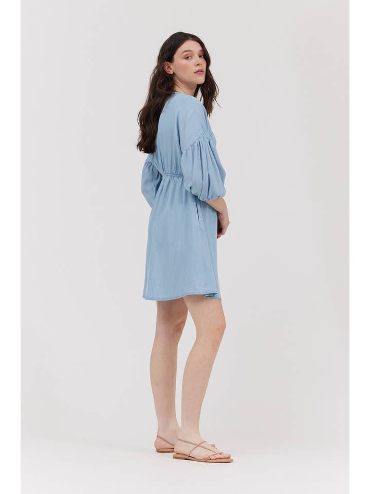 Grade & Gather Chambray Mini Dress Raised By The South Grade & Gather Chambray Mini Dress Raised By The South