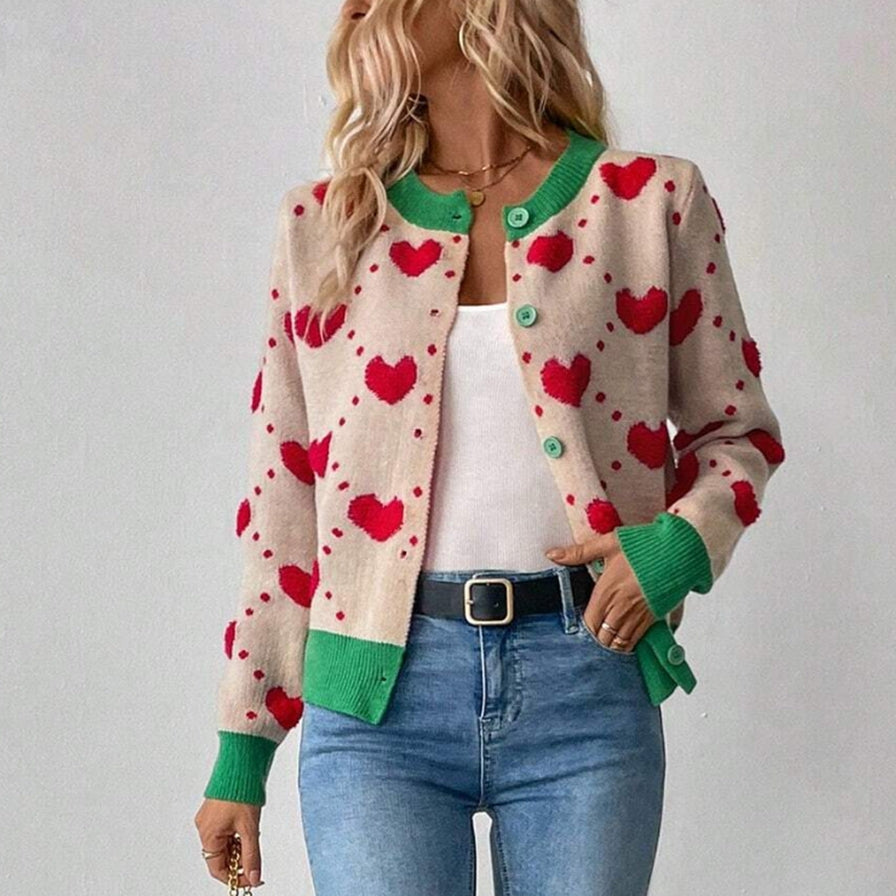 Colorblock Heart Cardigan