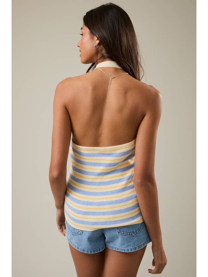 Le Lis Striped Knit Halter Neck