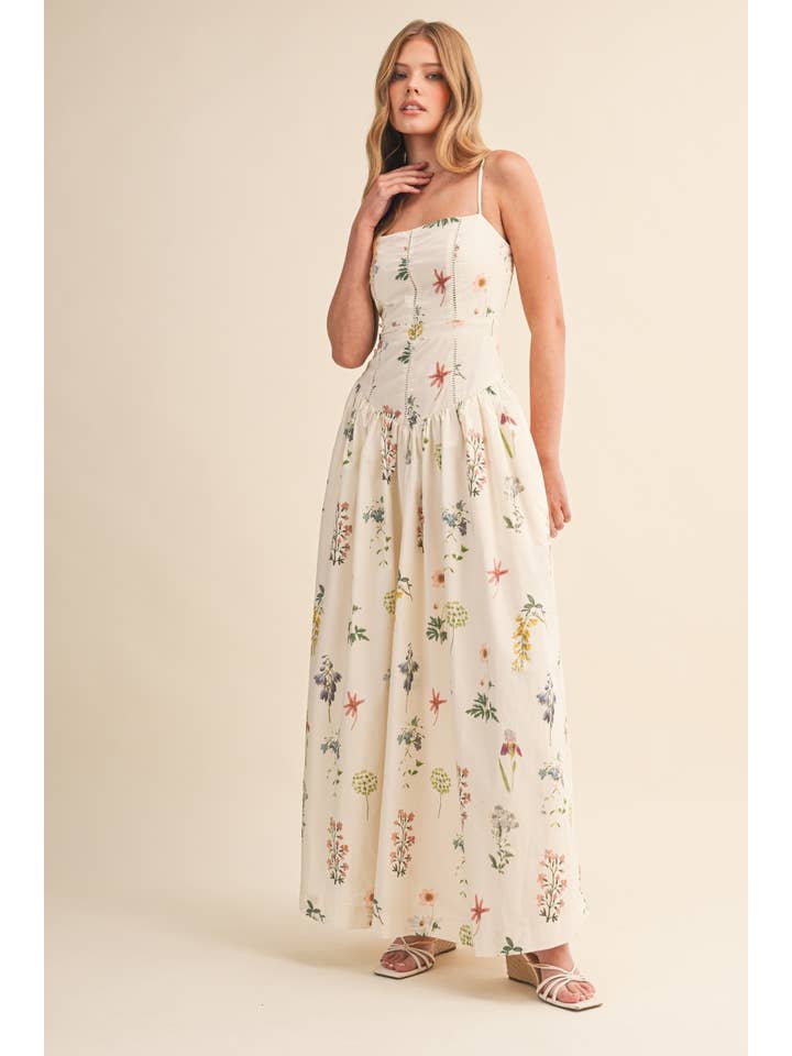 Floral Printed Drop Waist Maxi Dress