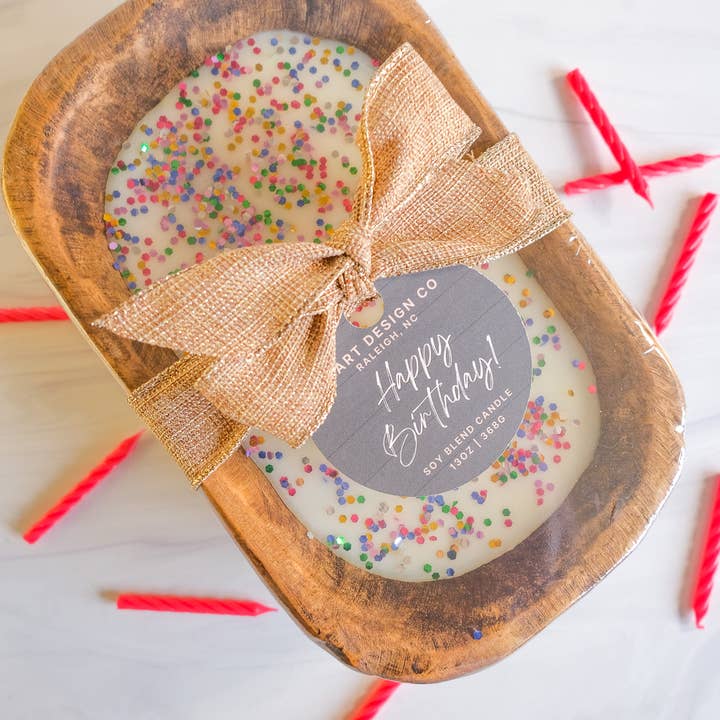 Happy Birthday 3 Wick Dough Bowl Candle