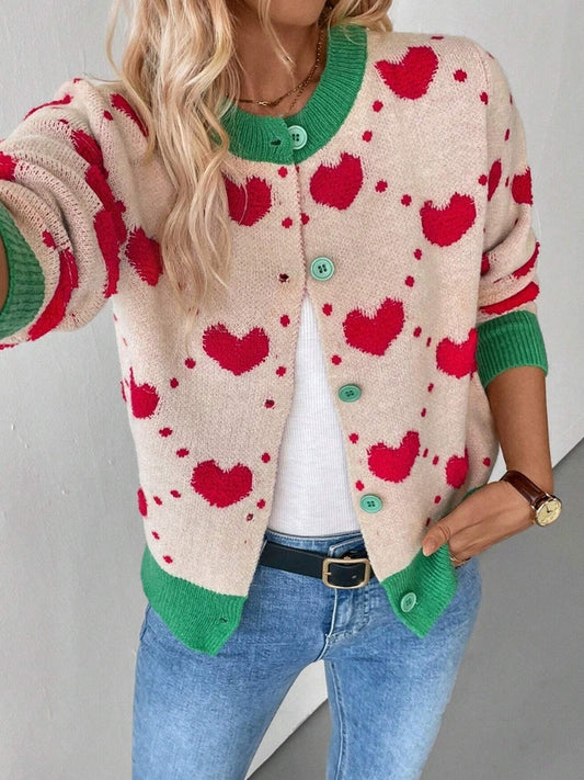 Colorblock Heart Cardigan