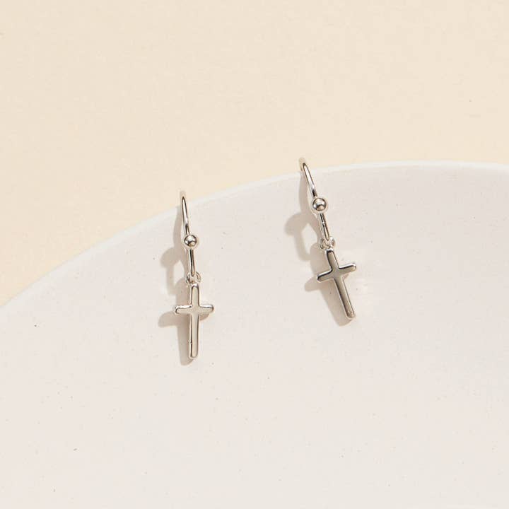 Gold Dip Dangling Cross Earrings