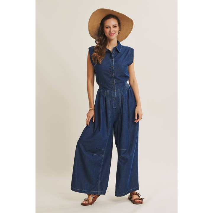 In February Wide Leg Denim Jumpsuit