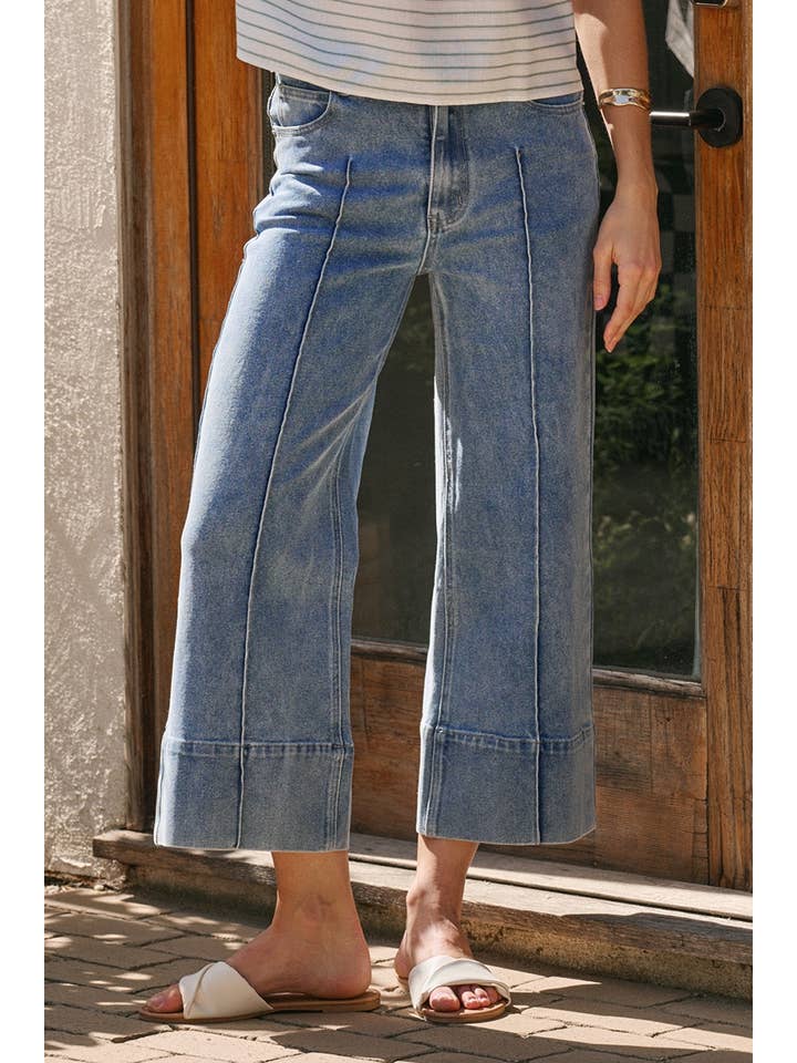 Mid Rise Front Seam Jeans