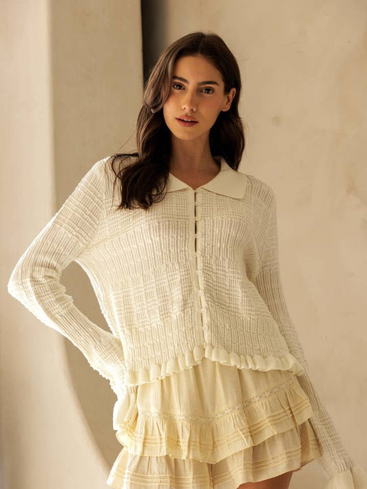 Storia Textured Ruffle Cardigan