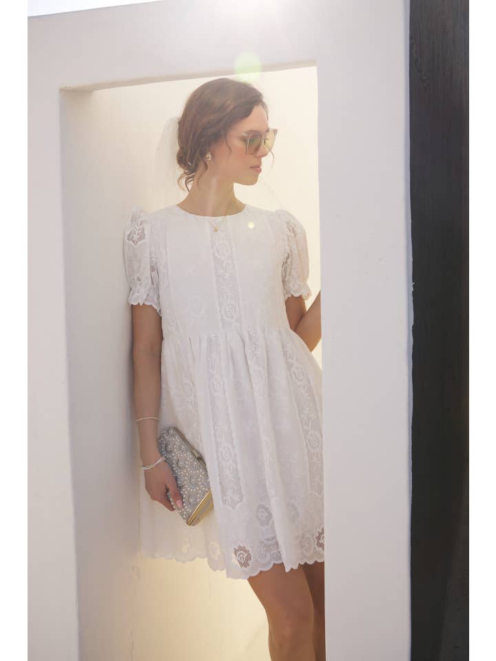 In February Floral Embroidered Babydoll Dress