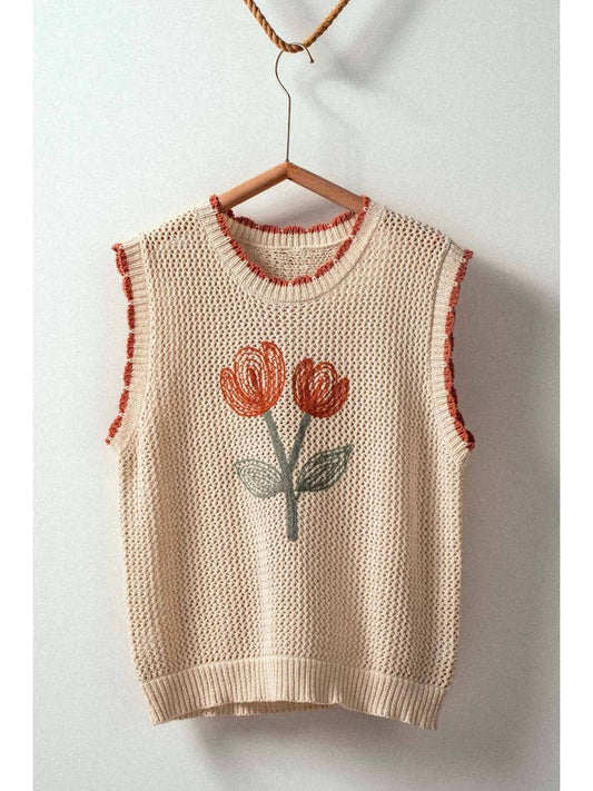Urban Daizy Tulip Embroidery Vest