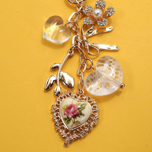 Porcelain Lace Heart Bag Charm