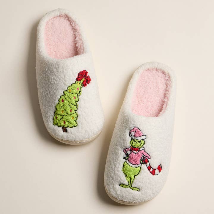 Grinch Christmas Tree Slippers