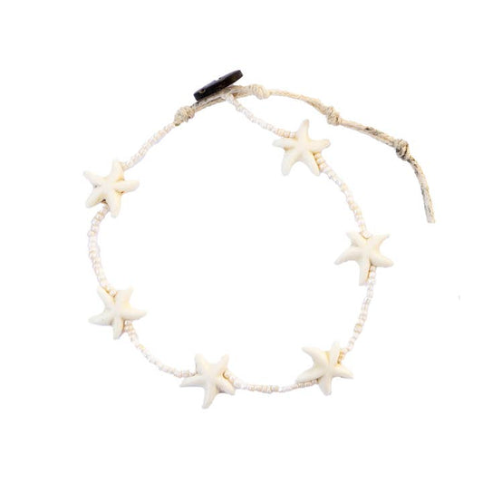 White Seastar Seed Bead Anklet
