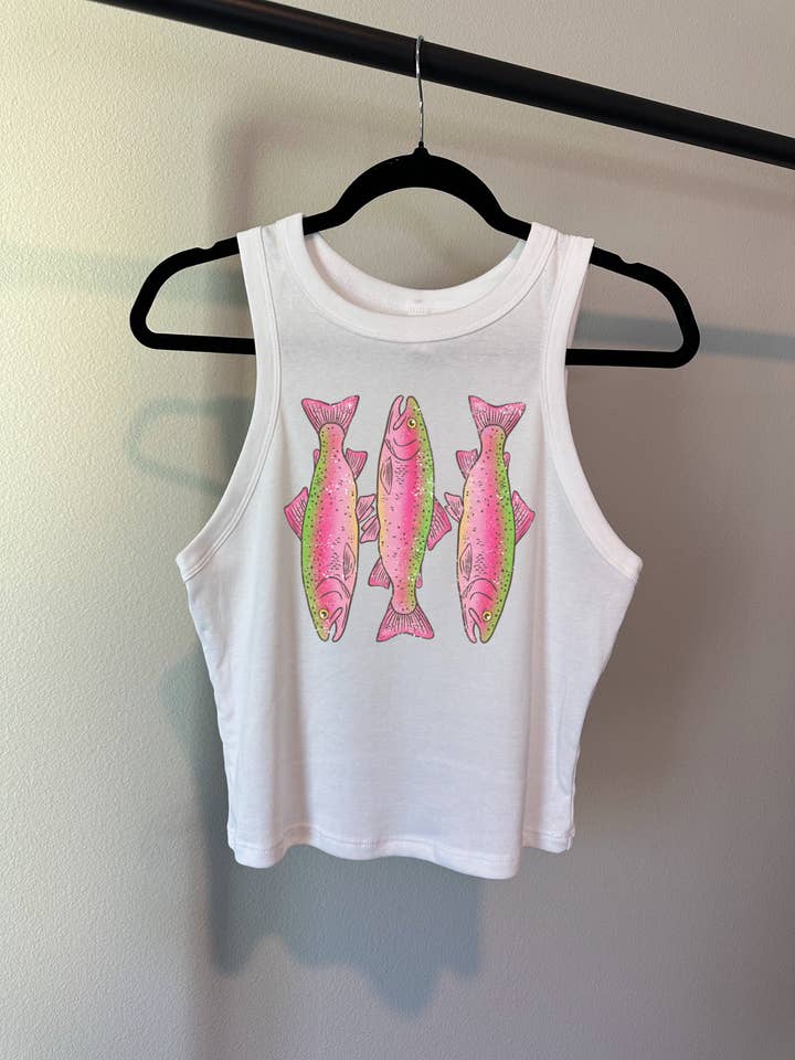 Pink Trout Cropped Tank