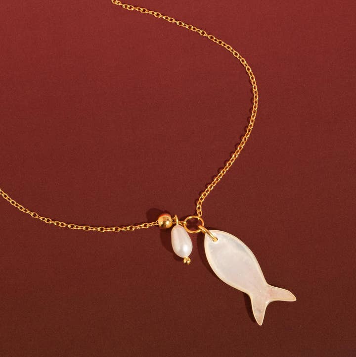 Coquette White Fish Necklace