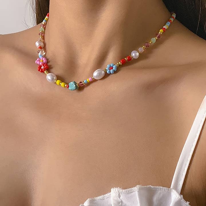 Multi Color Flower Necklace