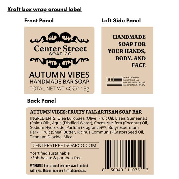 Center Street Soap Co. Autumn Vibes Bar Soap