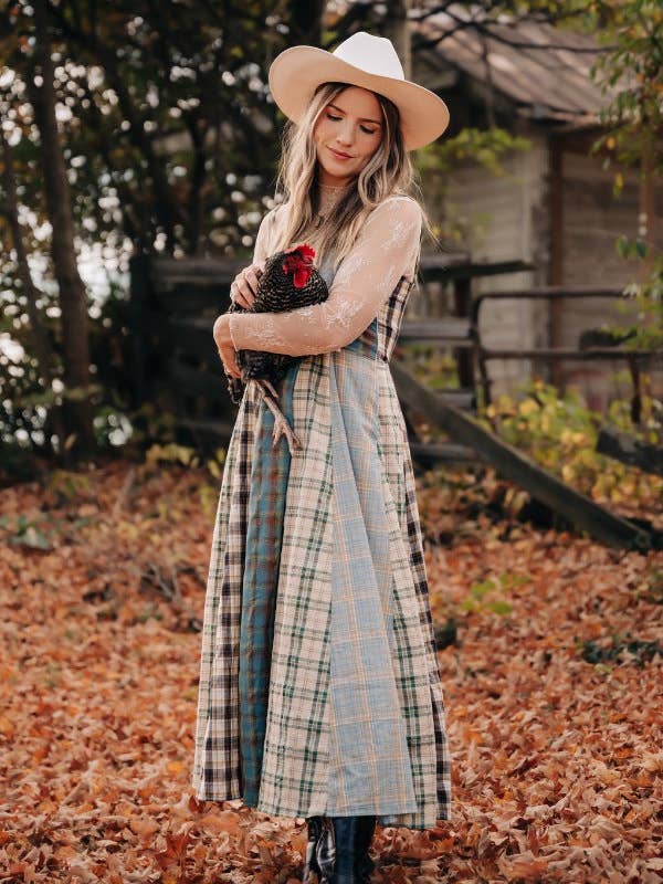 Three Bird Nest Western Charm Checkered Dress