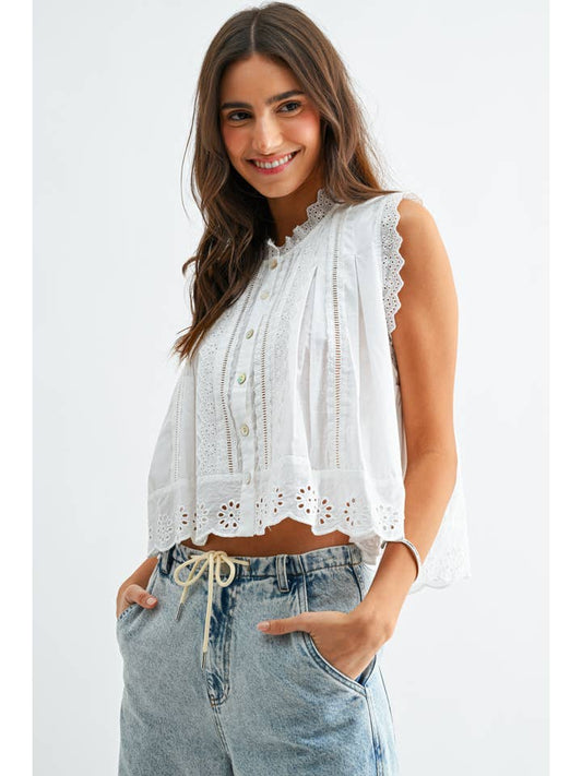 Camellia Sleeveless Cotton Blouse