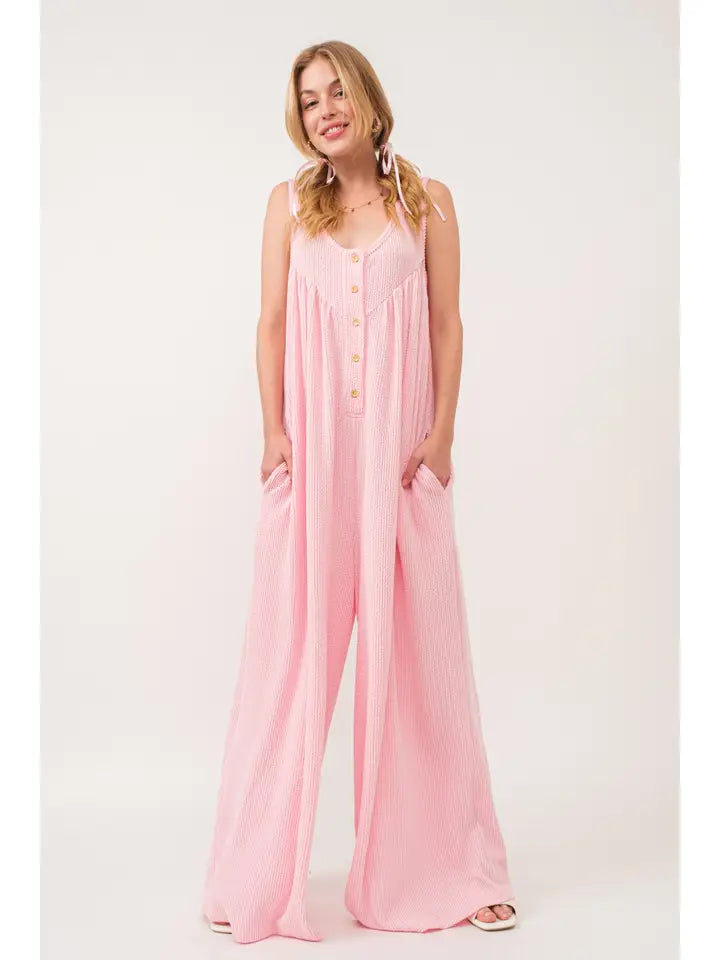 Ces Femme Button Down Wide Leg Jumpsuit