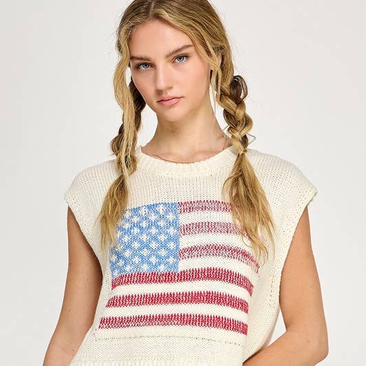 Miss Love Knit American Flag Vest