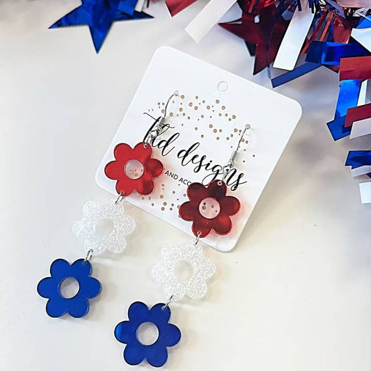 TLD Designs Patriotic Flower Earrings
