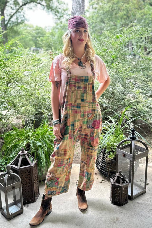 Jaded Gypsy Travels Await Overalls - Patchwork Garden