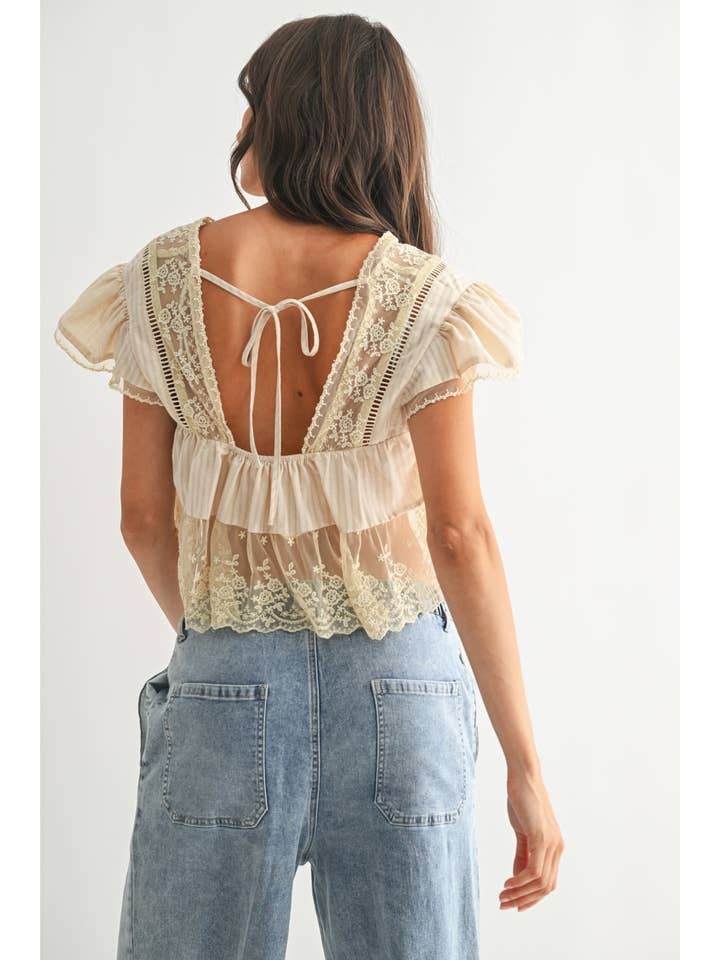 Camellia Lace Trimmed Blouse