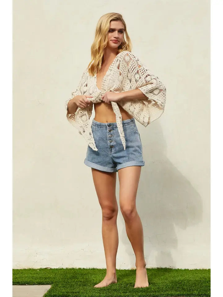 Mustard Seed Roll Up Denim Shorts