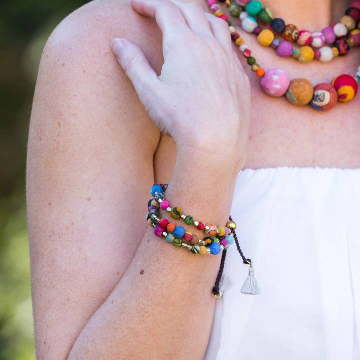 Aasha Triple Layer Pull Tie Bracelet