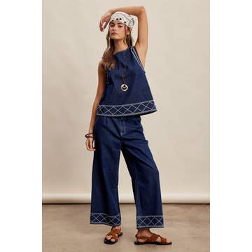 Listicle Embroidered Denim Set