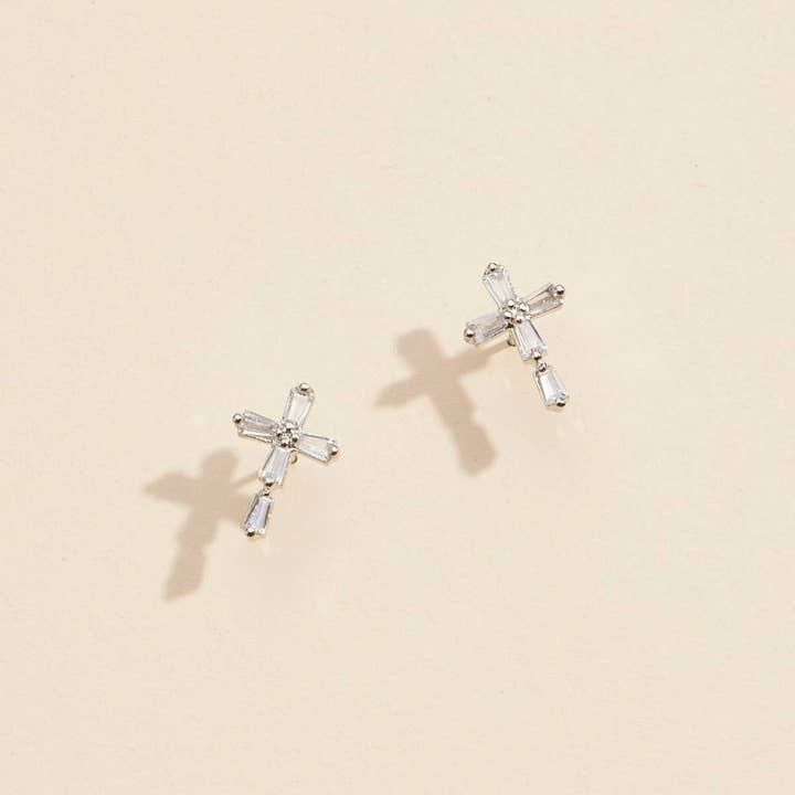 Crystal Cross Stud Earrings