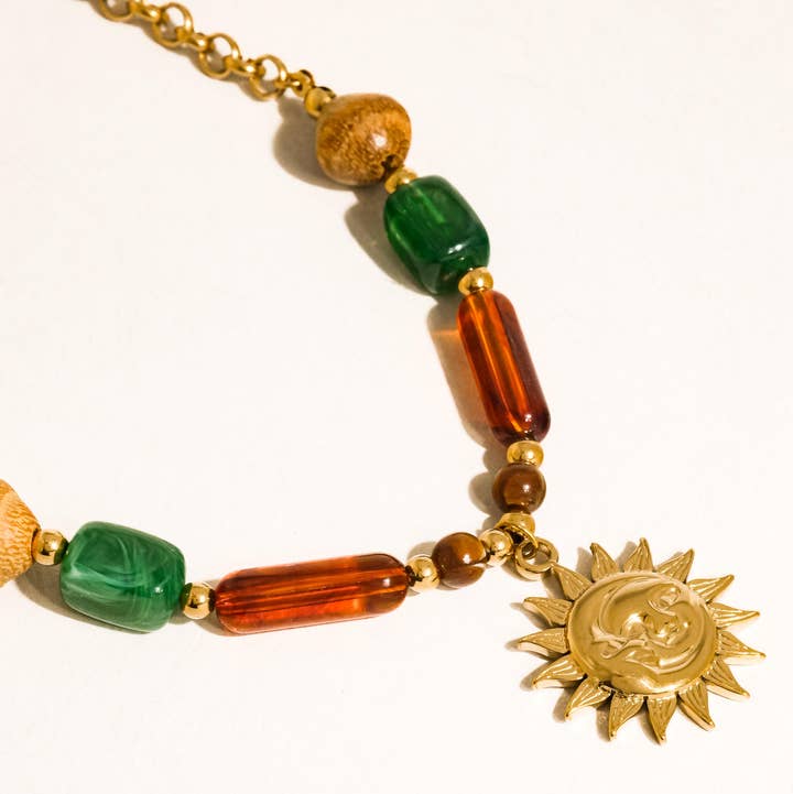 Beaded Sun Pendant Necklace