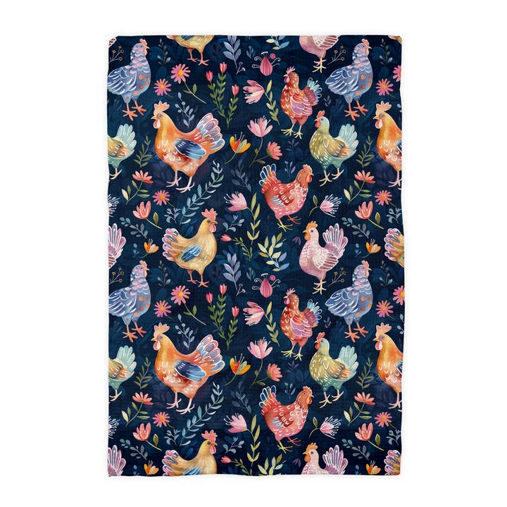 Floral Chicken Kitchen Towel