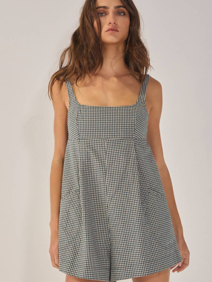 Bucketlist Relaxed Plaid Romper