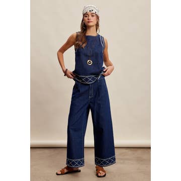Listicle Embroidered Denim Set