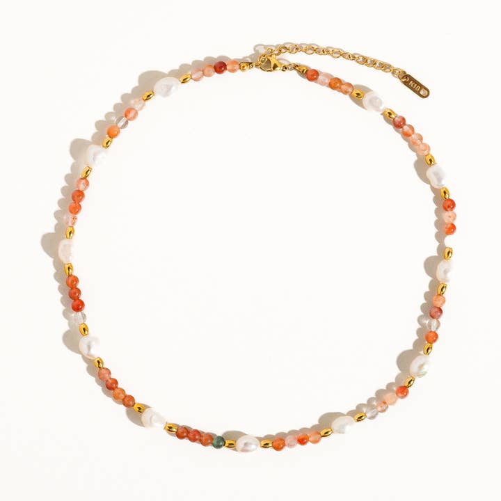 Bohemian Rose Pearl & Bead Necklace