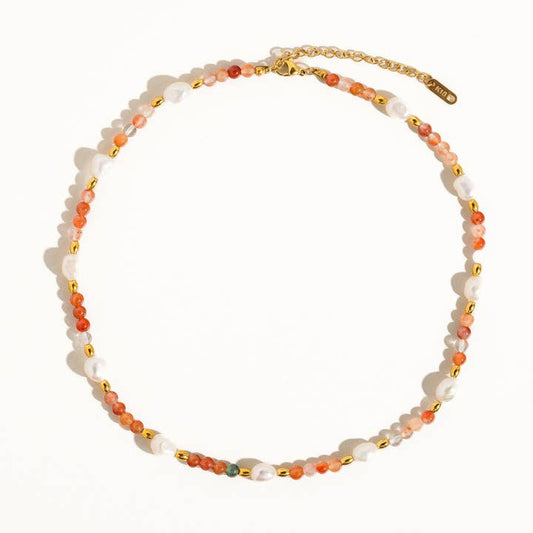 Bohemian Rose Pearl & Bead Necklace