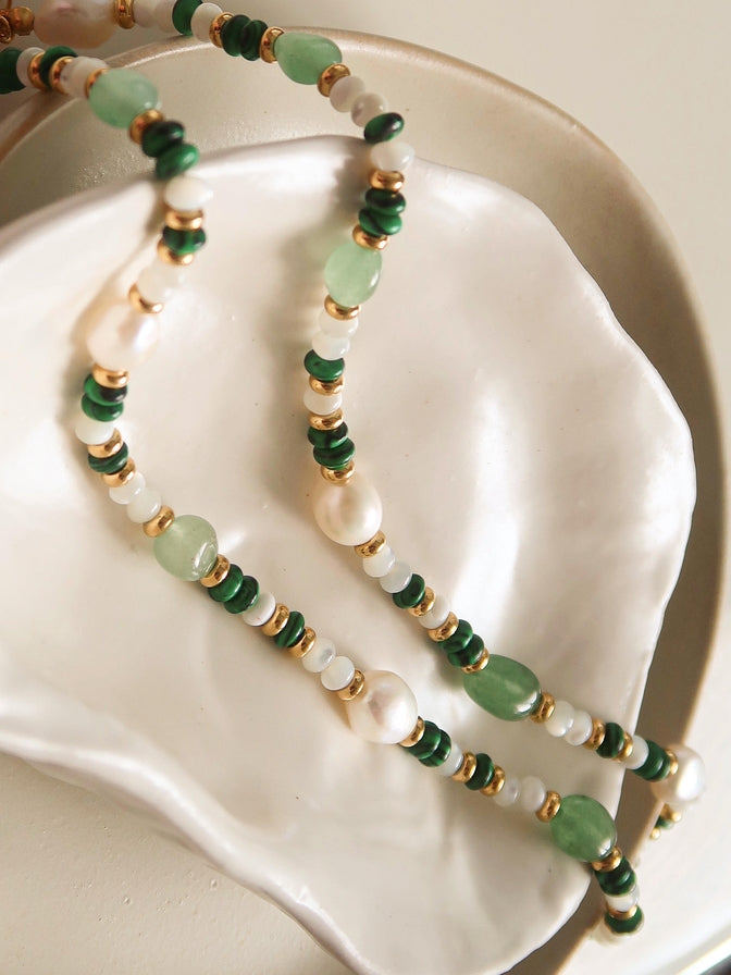Bohemian Rose Pearl & Bead Necklace