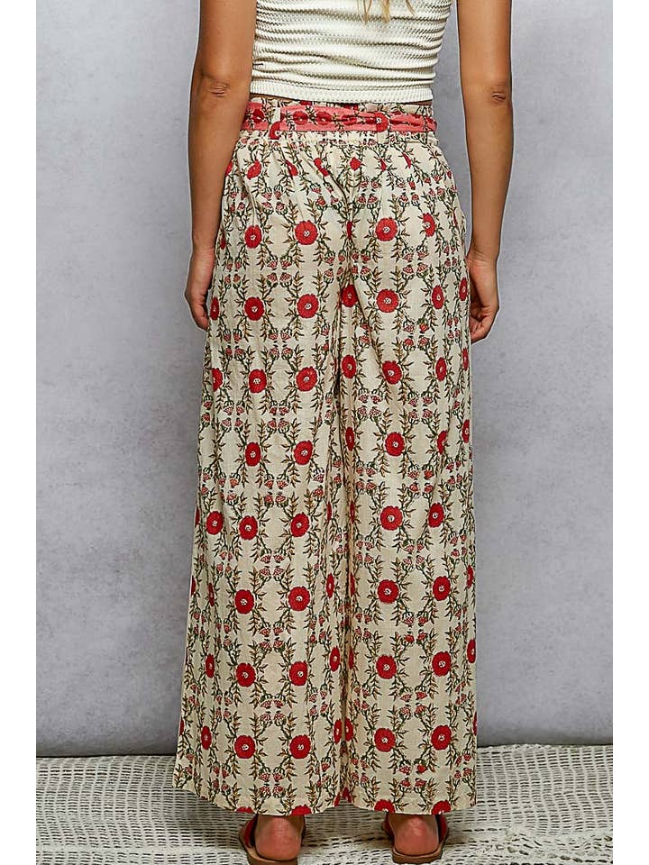 POL Floral Pattern Straight Fit Pants