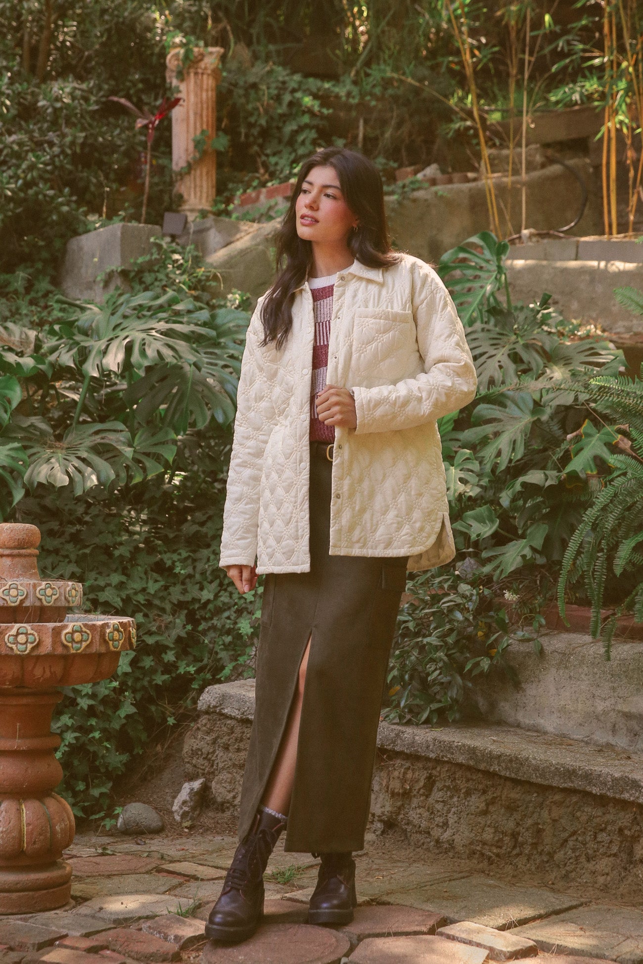 Hem & Thread Quilted Floral Jacket