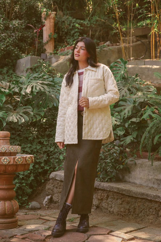 Hem & Thread Quilted Floral Jacket