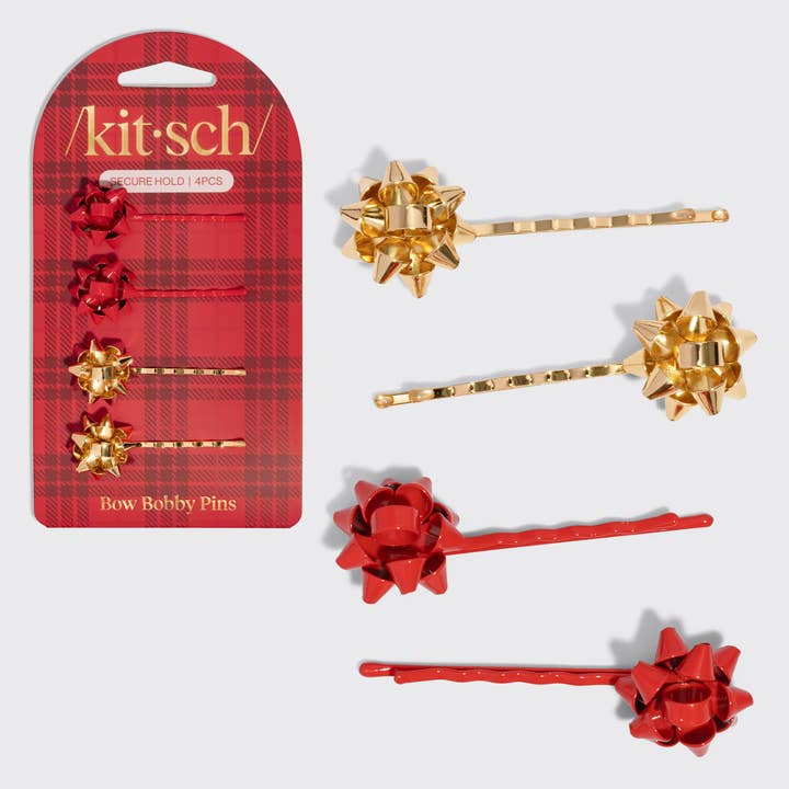 Kitsch Metal Gift Bow Bobby Pin set