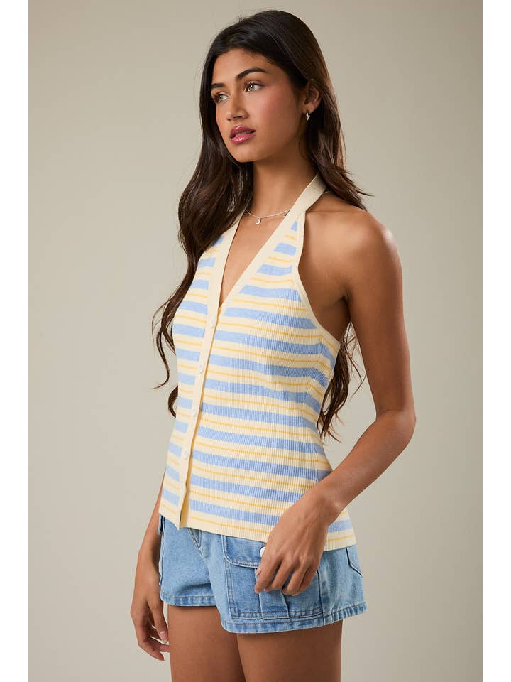 Le Lis Striped Knit Halter Neck