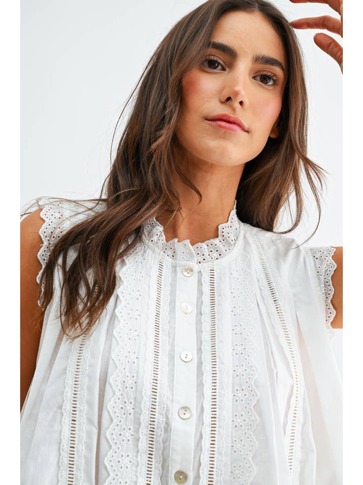 Camellia Sleeveless Cotton Blouse